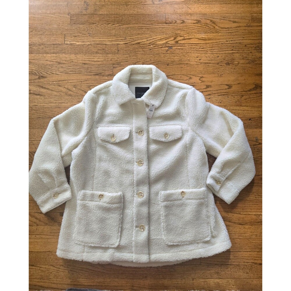 Talbots Plus Womens Button Up Sherpa Jacket Cozy Size 1X NWT